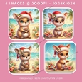 Tropical Christmas Cute Kangaroo Beach Card Toppers
