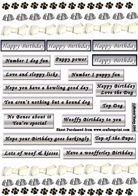 Dog Themed Captions and Borders Silver Grey Colour