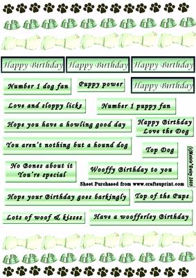 Dog Themed Words & Borders Green Colour