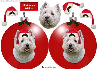 Westie Christmas Bauble 3D Decoupage