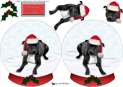Staffordshire Bull Terrier Christmas Snow Globe