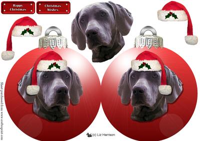 Weimaraner Red Christmas Bauble