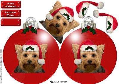 Yorkshire Terrier Red Christmas Bauble