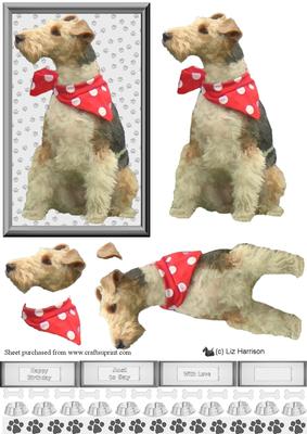 Fox Terrier Dog 3D Decoupage