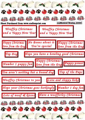 Christmas Dog Themed Borders and Captions Red
