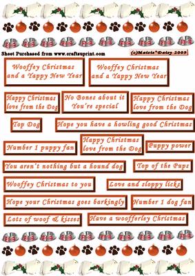 Christmas Dog Themed Borders and Captions Brown