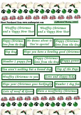 Christmas Dog Themed Borders and Captions Green
