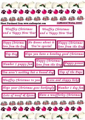 Christmas Dog Themed Borders and Captions Pink
