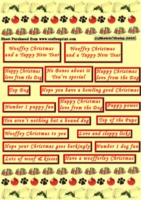 Christmas Dog Themed Borders and Captions Vintage