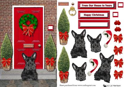 Christmas Door with Scottie Puppy