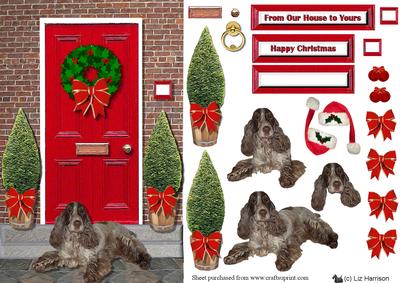 Christmas Door with Cocker Spaniel