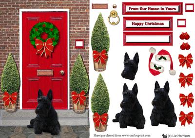 Christmas Door with Scottish Terrier