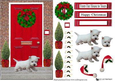 Westie Puppy Christmas Door