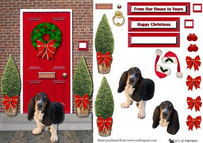 Christmas Door with Basset Hound