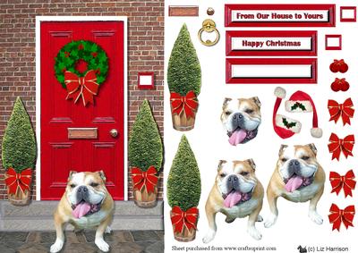 Happy Bulldog Christmas Door Step