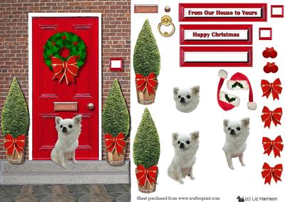 Christmas Door with Chihuahua