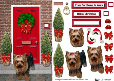 Christmas Door with Yorkshire Terrier