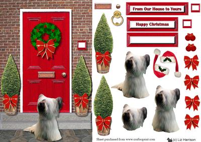 Christmas Door with Skye Terrier