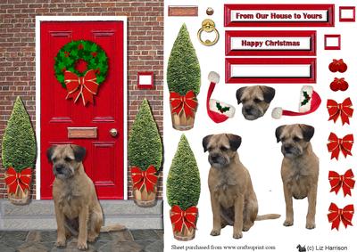 Christmas Door with Border Terrier