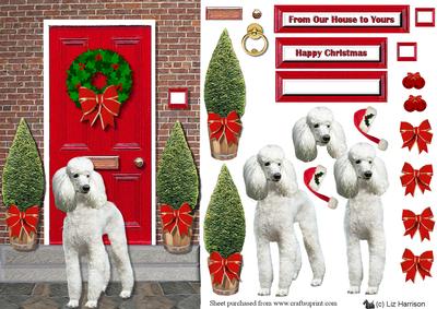 Poodle ,standard,christmas Door Step Scene