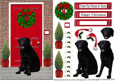 Christmas Door with Black Labrador