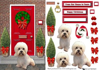 Dandie Dinmont Terrier Christmas Door Scene
