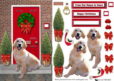 Christmas Door with Golden Retriever