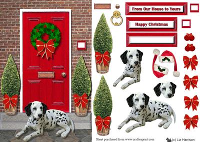 Christmas Door with Dalmatian Dog