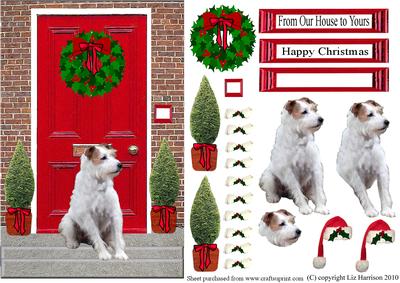 Christmas Door with Jack Russell Terrier