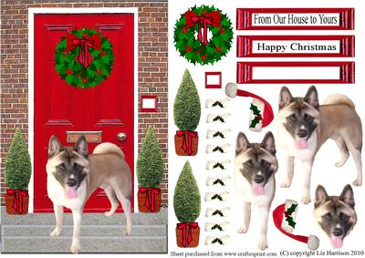 Christmas Door with Akita