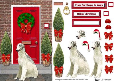 Christmas Door with Borzoi