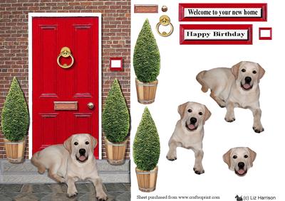 Labrador on Doorstep 3D Decoupage