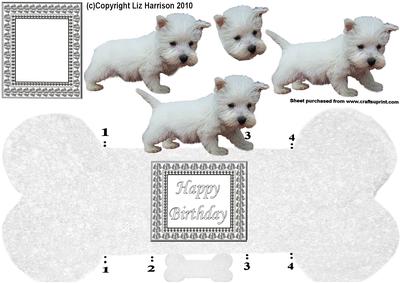 Westie Puppy on Bone Shaped Card