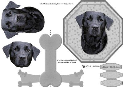 Black Labrador Plate Shaped Card & Stand
