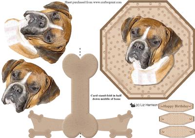 Boxer Dog Plate Shaped Card & Stand