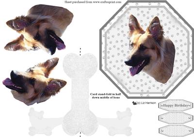 German Shepherd Plate Shaped Card & Stand