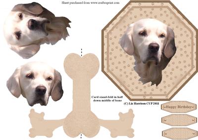 Golden Retriever Plate Shaped Card & Stand