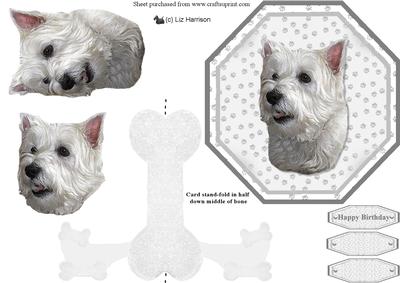 Westie Portrait 2 Plate Shaped Card & Stand