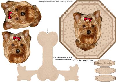 Yorkshire Terrier Plate Shaped Card & Stand