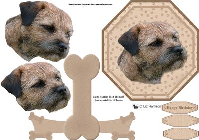 Border Terrier Plate Shaped Card with Stand
