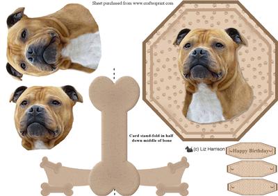 Staffordshire Bull Terrier Plate Shaped Card & Stand