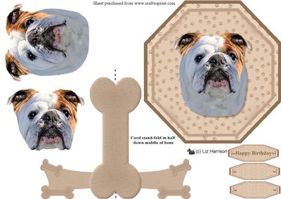 Bulldog Plate Shaped Card & Stand