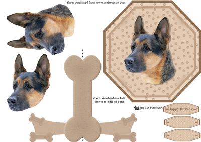 German Shepherd Plate Shaped Card & Stand