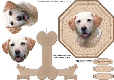Golden Labrador Plate Shaped Card & Stand