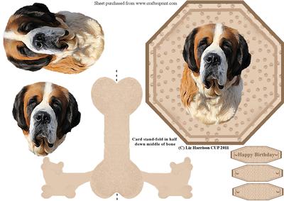 St.bernard Plate Shaped Card & Stand