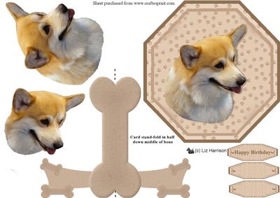 Welsh Corgi Plate Shaped Card & Stand
