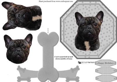 French Bulldog Plate Shaped Card & Stand