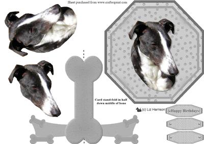 Greyhound Plate Shaped Card & Stand