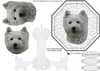 West Highland White Terrier 5 Plate Shaped Card & Stand