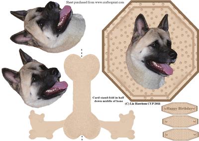 Japanese Akita Plate Shaped Card & Stand